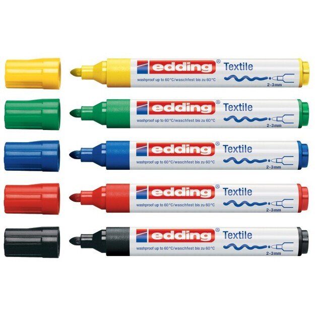 edding - 4500 Textile Marker Set of 5 pcs, Basic Colours - (706716)