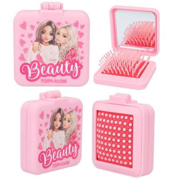 TOPModel - Folding Hairbrush With Mirror BEAUTY GIRL ( 0412118 )