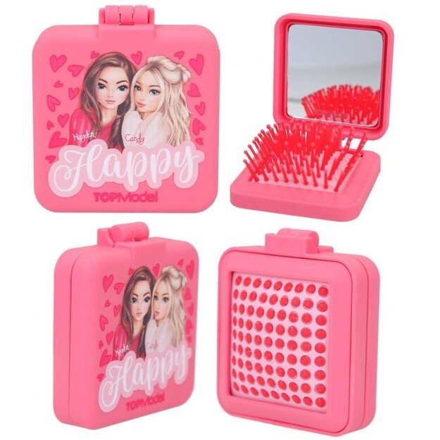 TOPModel - Folding Hairbrush With Mirror BEAUTY GIRL ( 0412118 )