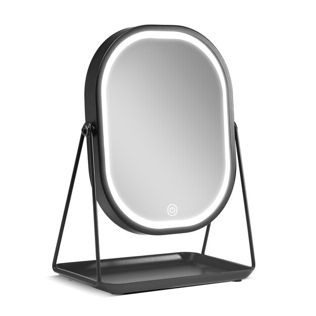 Gillian Jones - Mirror With LED Light and Tray - Black