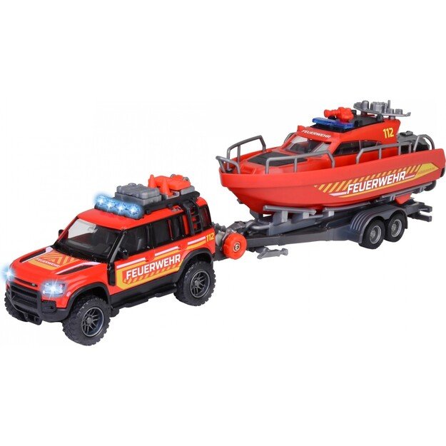 Majorette - Land Rover Fire Rescue w. Boat (213716001038 )