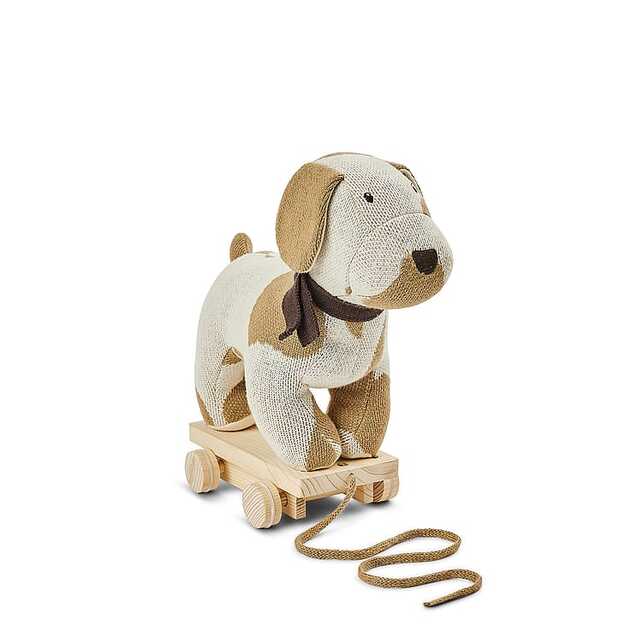 Smallstuff - Pull Along Dog, offwhite/ nature