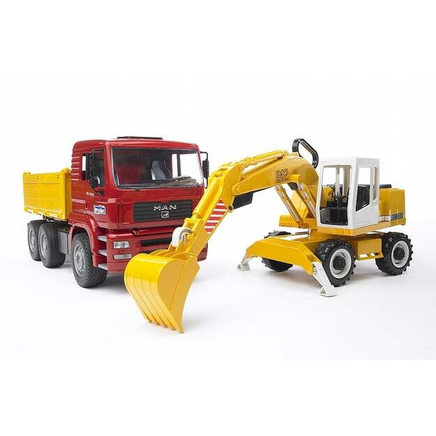 Bruder - MAN TGA construction truck and Liebherr Excavator (02751)