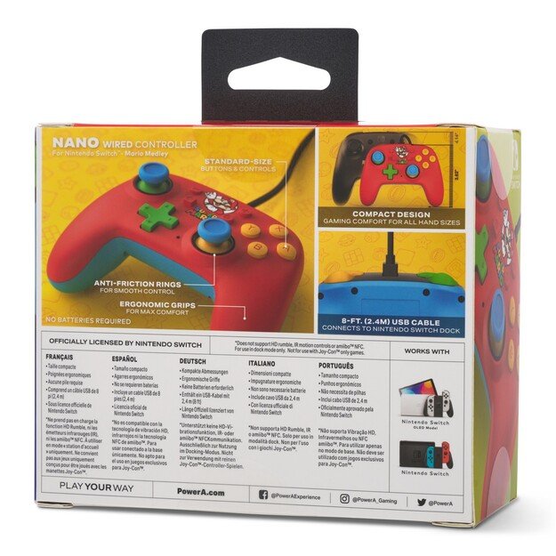 PowerA Nano Wired Switch Controller - Mario Medley /Nintendo Switch