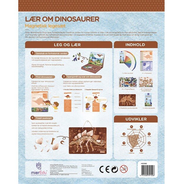 mierEdu - Magnetic Learning Box - All About Dinosaurs (Danish) - (ME098D)