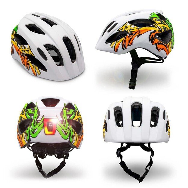 Crazy Safety - Grafitti Bicycle Helmet - White/Yellow (160101-08-01)