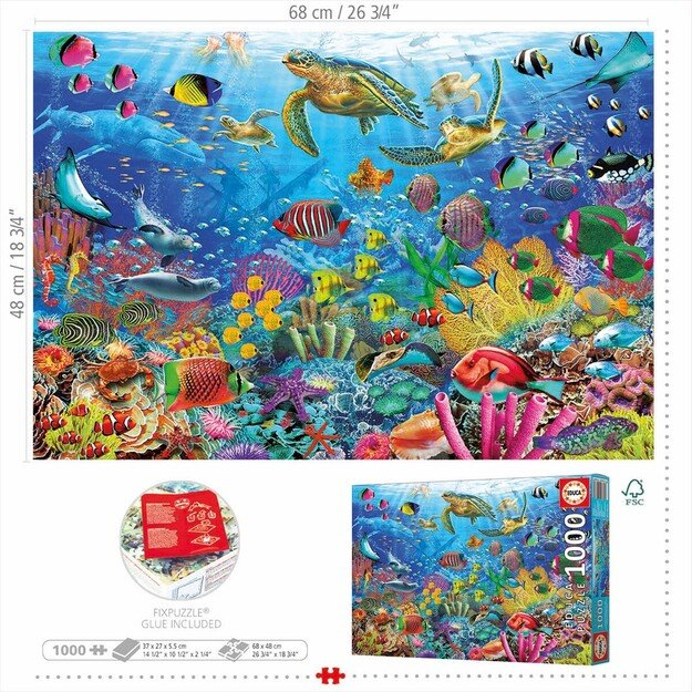 Educa - 1000 pcs - Tropical Fantasy Turtles Puzzle (80-19266)