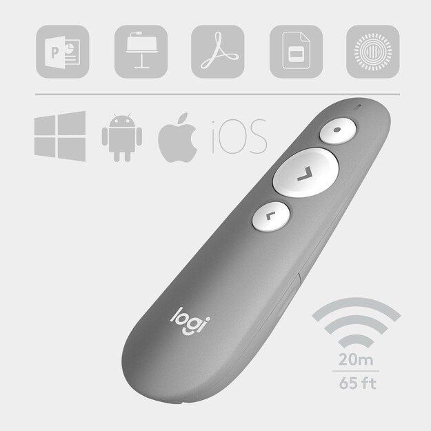 Logitech - R500 Laser Presentation Remote, Mid Grey