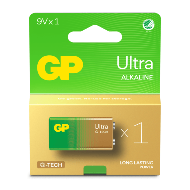 GP - Ultra Alkaline 9V Battery, 1604AU/6LF22, 1-Pack