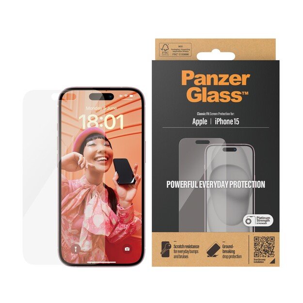 PanzerGlass - Screen Protector iPhone 15 - Classic Fit