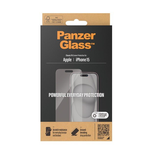 PanzerGlass - Screen Protector iPhone 15 - Classic Fit