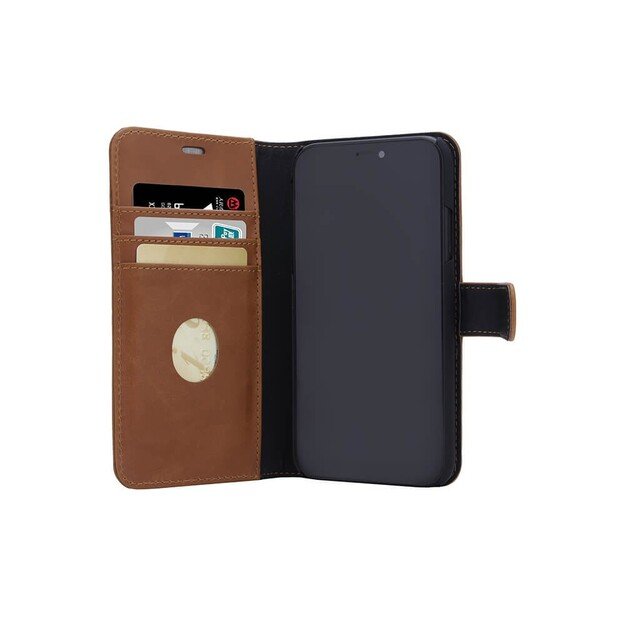 RadiCover - Radiationprotected Mobilewallet Leather iPhone 12 Mini Exclusive 2in1 Magnetcover - Brown