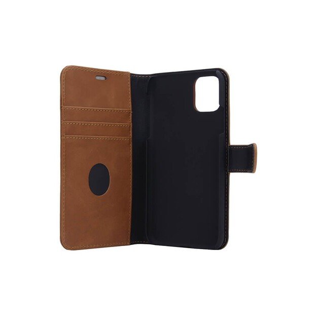 RadiCover - Radiationprotected Mobilewallet Leather iPhone 12 Mini Exclusive 2in1 Magnetcover - Brown