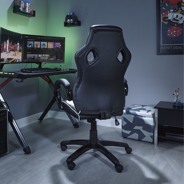 Xrocker Maverick Height Adjustable Office Gaming Chair  - Black And White