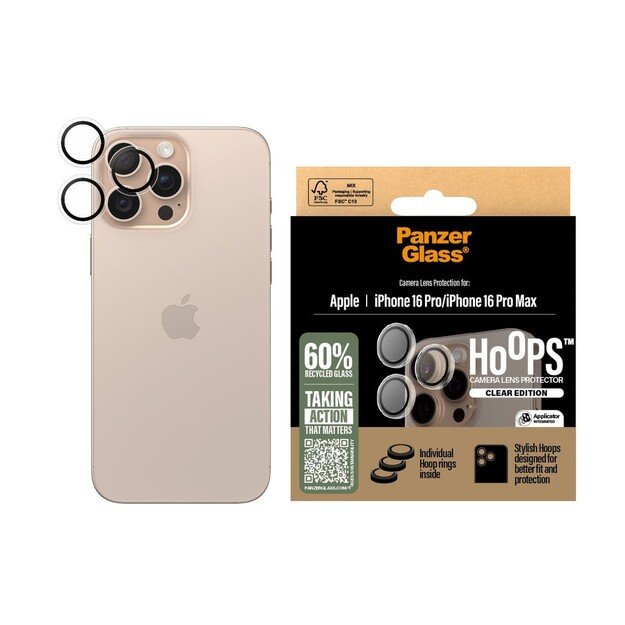 PanzerGlass - Hoops Lens Protector - iPhone 16 Pro/iPhone 16 Pro Max - Transparrent