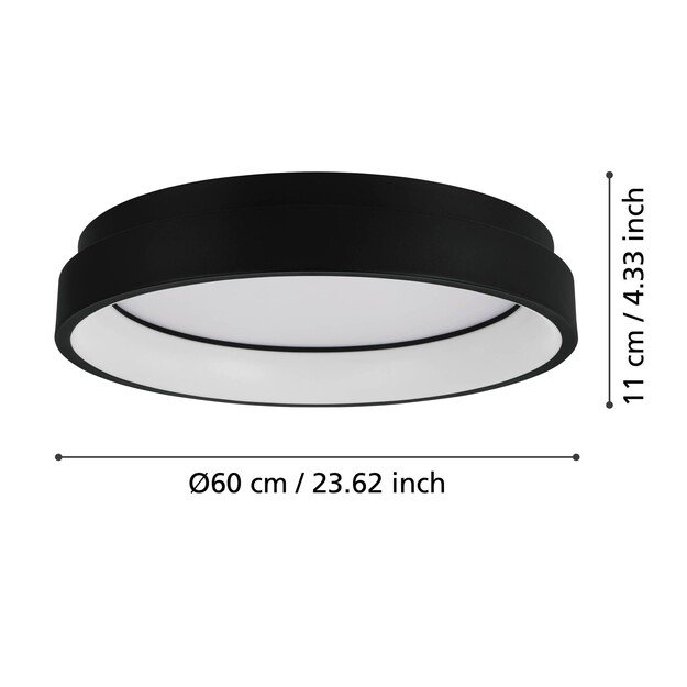 EGLO - Marghera-Z ceiling lamp black Ø60 - RGB + TW - Zigbee, Bluetooth