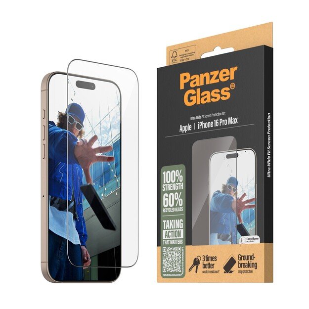 PanzerGlass - Screen Protection - iPhone 16  Pro Max - Ultra Wide Fit