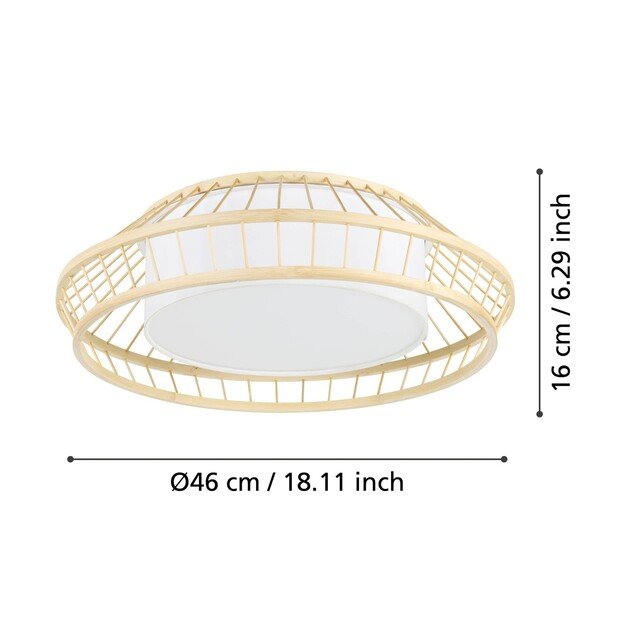 EGLO - Yuku-Z ceiling lamp bamboo Ø46 - RGB + TW - Zigbee, Bluetooth