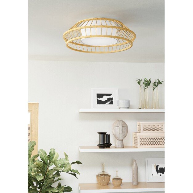 EGLO - Yuku-Z ceiling lamp bamboo Ø46 - RGB + TW - Zigbee, Bluetooth