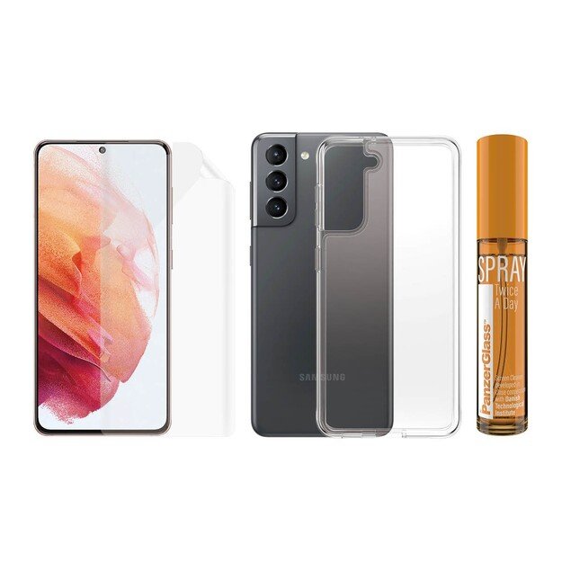 PanzerGlass - Galaxy S21 Hygiene Pack (TPU, ClearCase, 30 ml Spray)