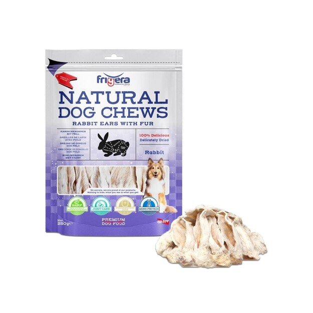 Frigera - Natural Dog Chews Rabbit ears with fur 250 g - (402285861849)