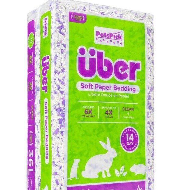 Über - Soft Paper Bedding for Small Animals White purple with lavender 56 ltr - (45053)