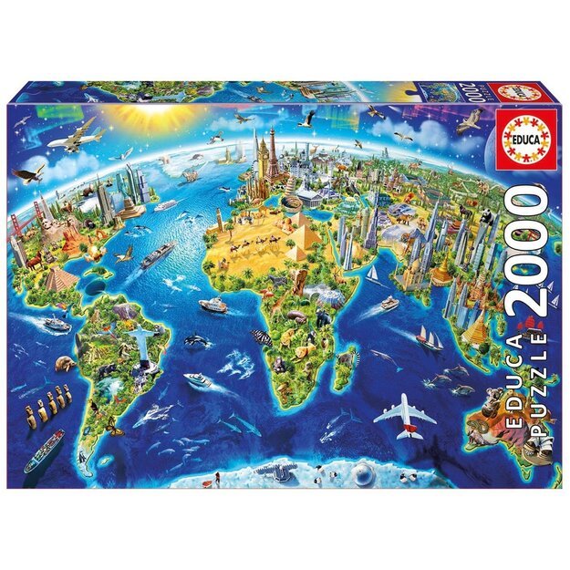 Educa - Puzzle 2000 - World Landmarks Globus (017129)