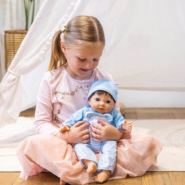 TINY TREASURES - Blue Bear Doll  Brown Hair (30543)