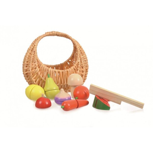 Egmont Toys - Wooden Fruit and Vegetable Set in a Basket - (511062)