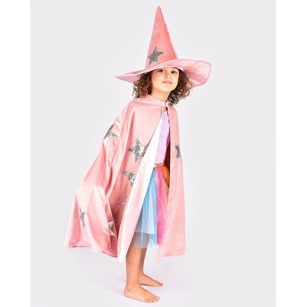 Den Goda Fen - Velvet Cape w. Hat - Dusty Pink (3-8 years) (F77602)