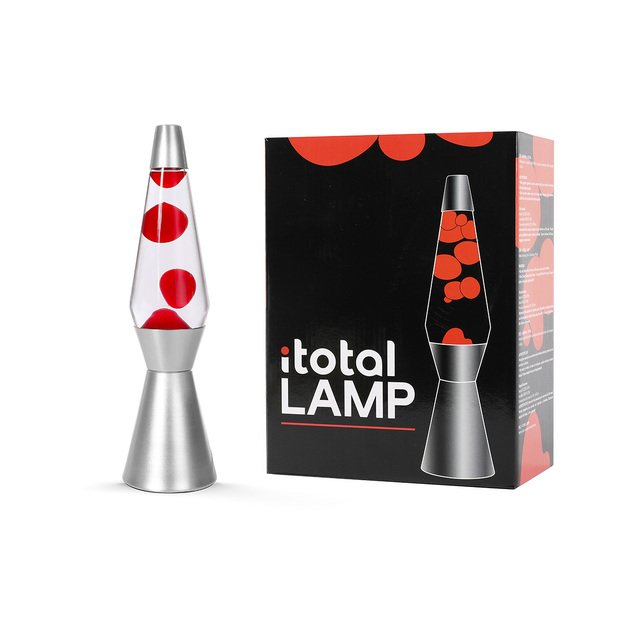 iTotal - Lava Lamp - Silver Base, See-through Liquid and Red Wax - Red - 36 cm (1270397)