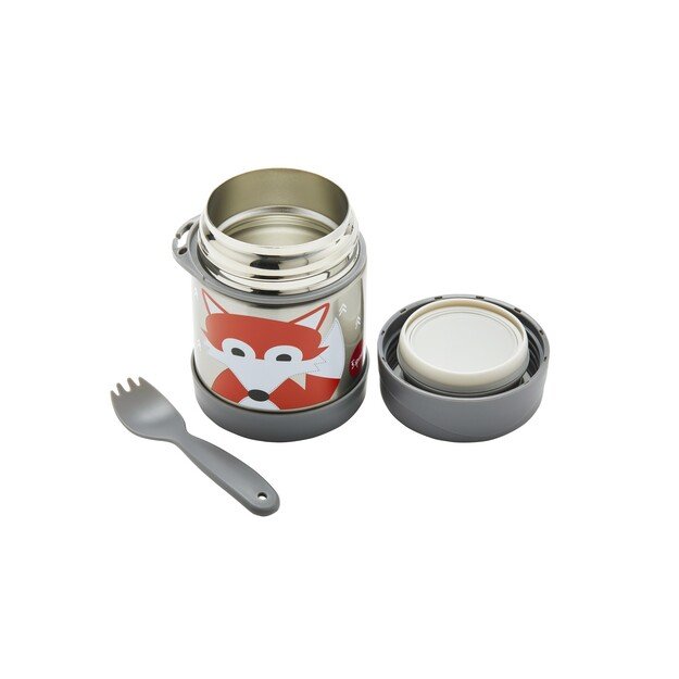 3 Sprouts - Stainless Steel Food Jar and Spork - Gray Fox