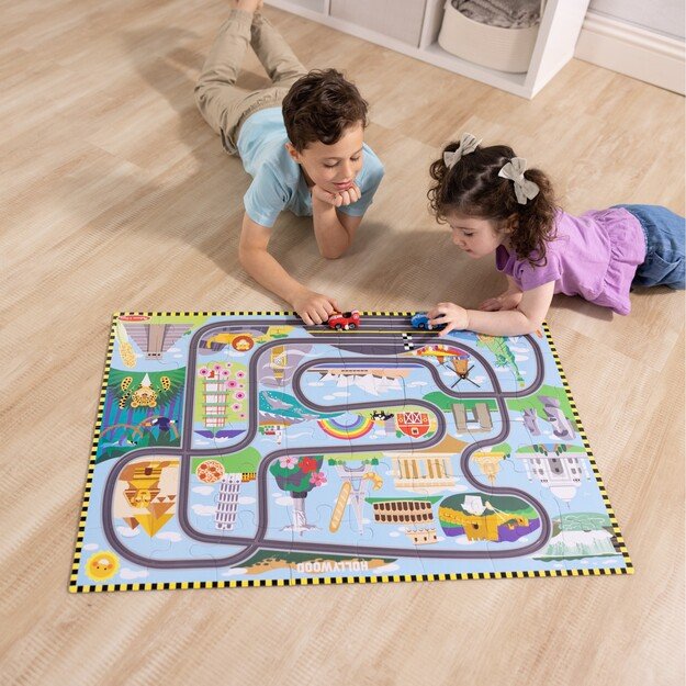 Melissa & Doug - Race Around the World Tracks Floor Puzzle (31009)