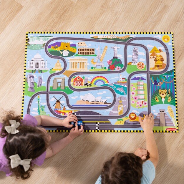 Melissa & Doug - Race Around the World Tracks Floor Puzzle (31009)
