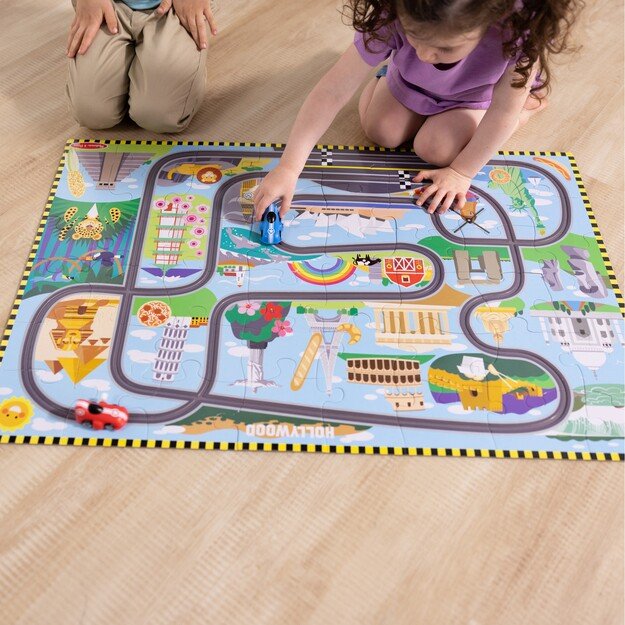 Melissa & Doug - Race Around the World Tracks Floor Puzzle (31009)