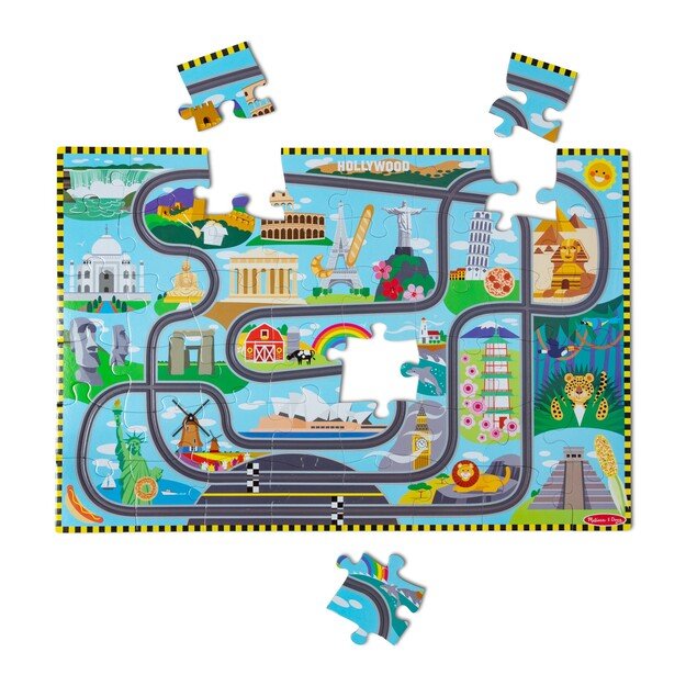 Melissa & Doug - Race Around the World Tracks Floor Puzzle (31009)