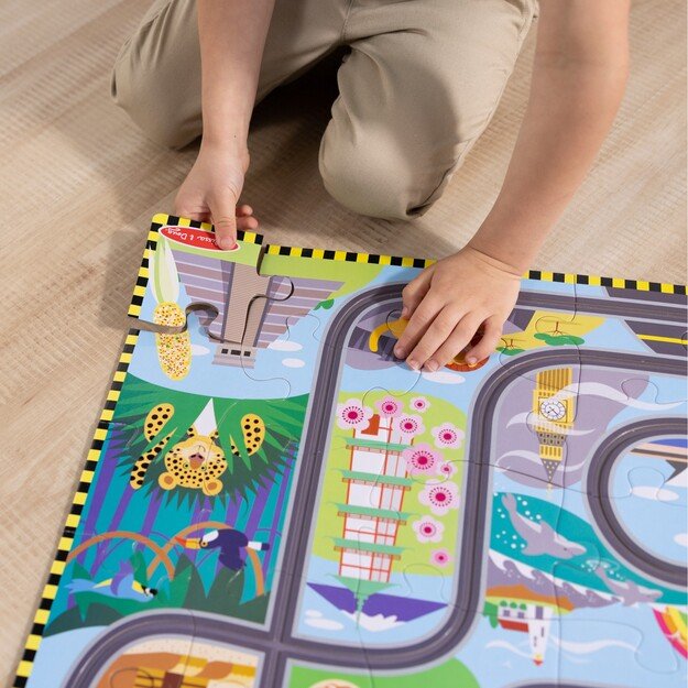 Melissa & Doug - Race Around the World Tracks Floor Puzzle (31009)