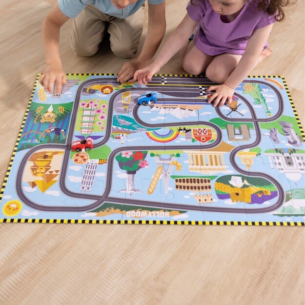 Melissa & Doug - Race Around the World Tracks Floor Puzzle (31009)