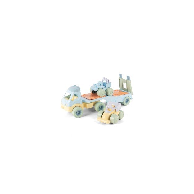 Dantoy - Pastel Recycled -  Truck with 2 Cars and Plastic Wheels (2788)