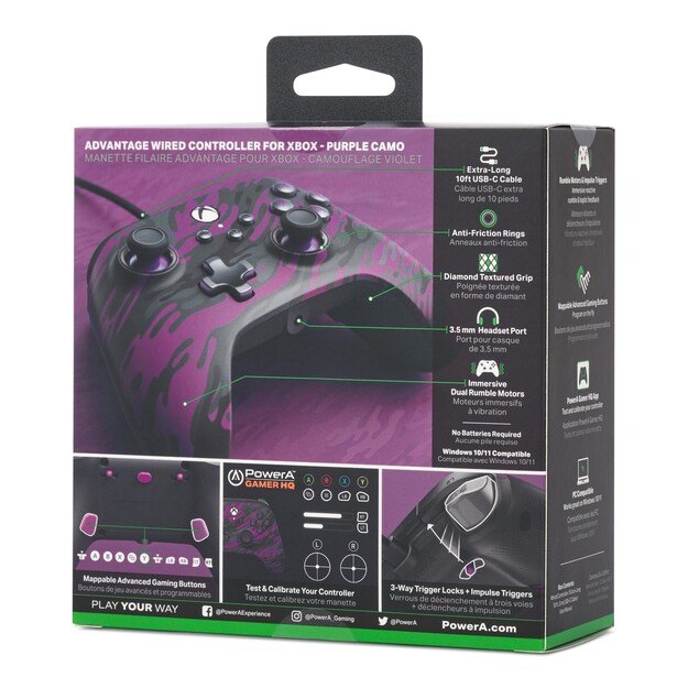 PowerA Advantage Wired Controller - Xbox Series X/S - Purple Camo