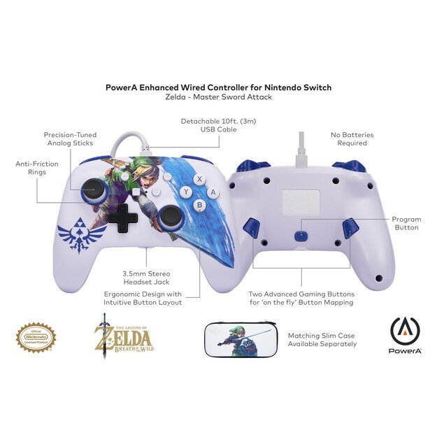 PowerA NSW ENH Wired Controller -  Master Sword Attack /Nintendo Switch