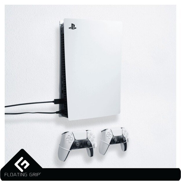 Floating Grip Playstation 5 Wall Mounts by Floating Grip - White Bundle