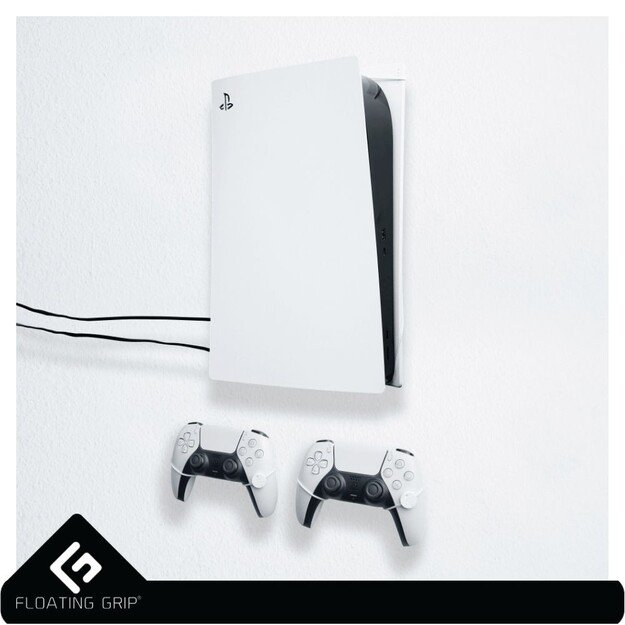 Floating Grip Playstation 5 Wall Mounts by Floating Grip - White Bundle