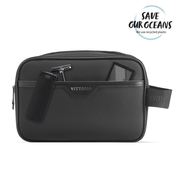 Vittorio - Washbag 100% Recycled Plastic - Black