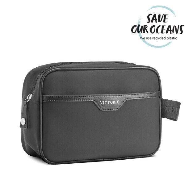 Vittorio - Washbag 100% Recycled Plastic - Black