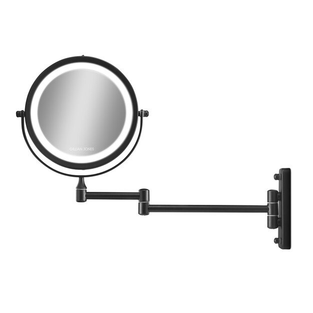 Gillian Jones - Double-Sided Wall Mirror w. LED Light & x10 Magnification - Black