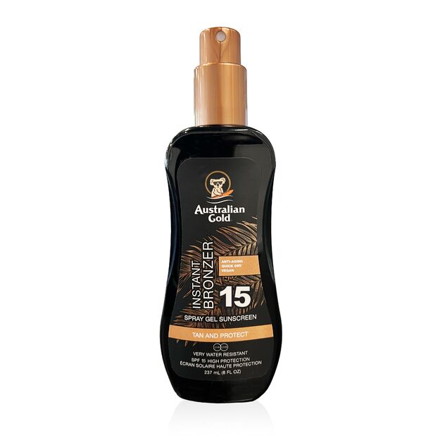 Australian Gold - Sunscreen Spray Gel w. Instant Bronzer 237 ml - SPF 15