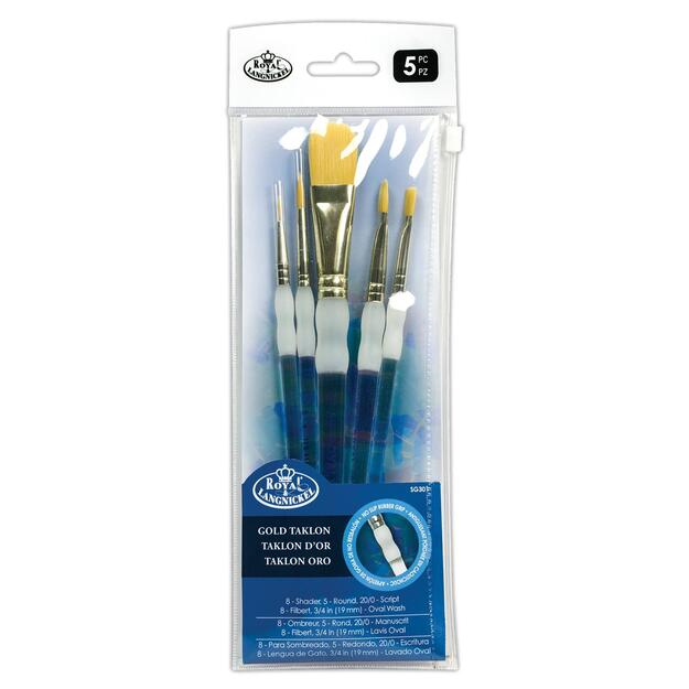 Royal & Langnickel - Soft Grip, Gold taklon 5 pcs. Brush Set (302524)