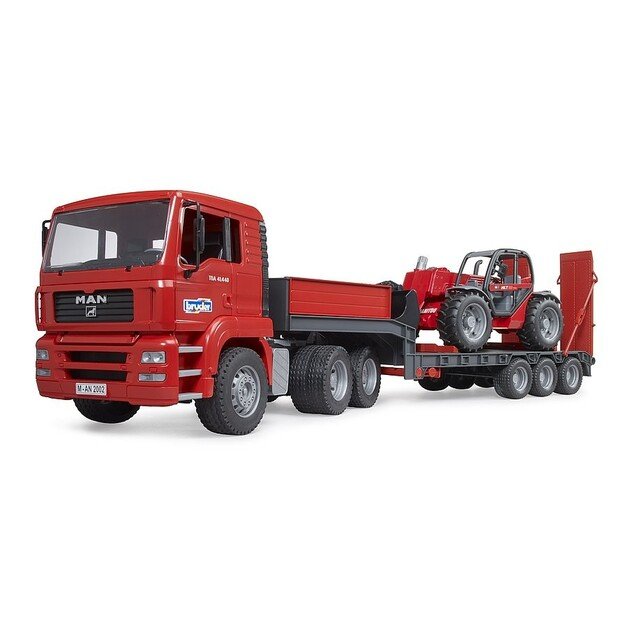 Bruder - MAN TGA truck with low loader trailer & Manitou telehandler (02774)