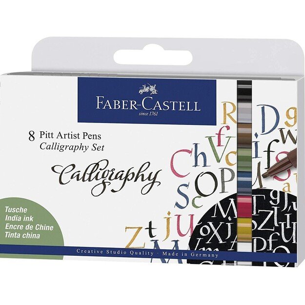 Faber-Castell - Pitt Artist Pen Calligraphy India ink pen, set of 8 (167508)